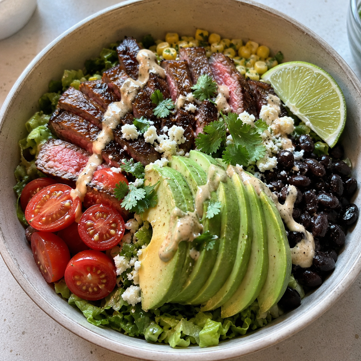 Crispy Steak & Avocado Taco Bowls